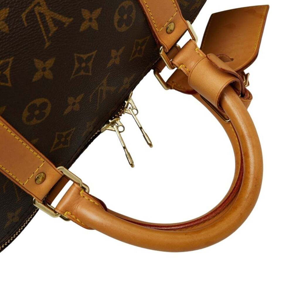 LOUIS VUITTON Authentic Brown Monogram Leather Keepall 55 Boston Bag - Picture 10 of 13